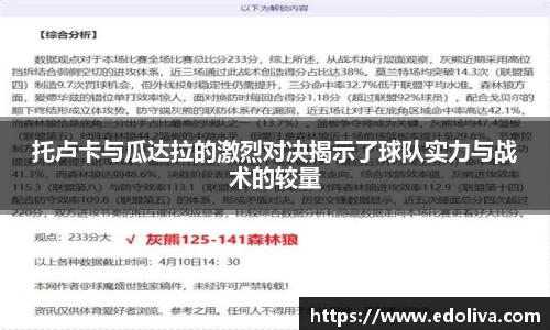 托卢卡与瓜达拉的激烈对决揭示了球队实力与战术的较量